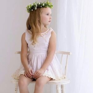 Well Dressed Wolf Sydney Smocked Eyelet Pink Dress Bubble Romper Girl 18M‎ NEW